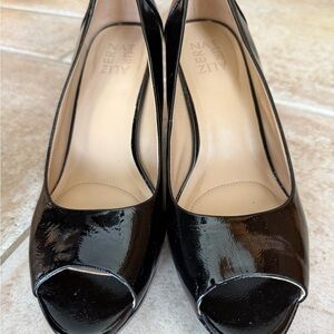 Naturalizer Black Patent Leather Peep-Toe Heels